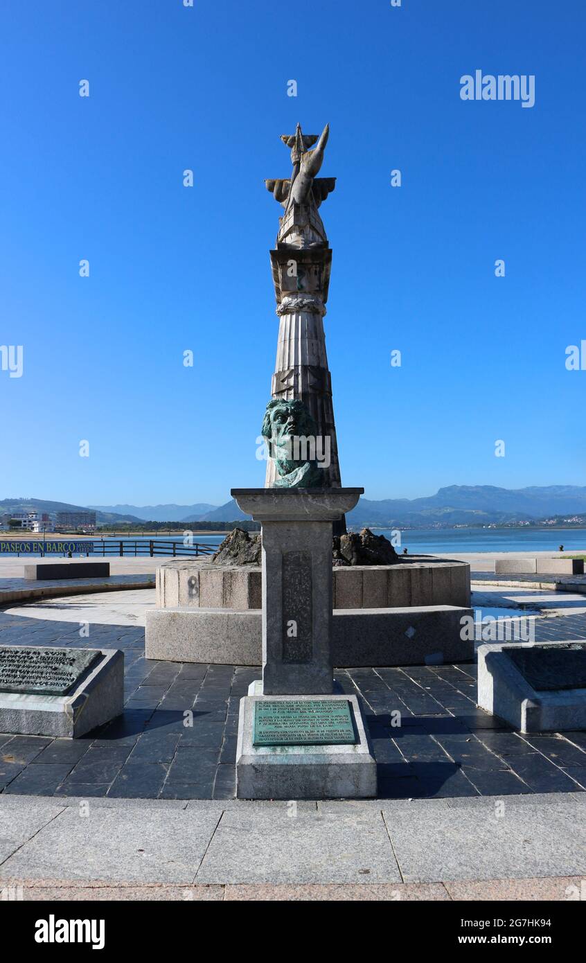 Monument pour Juan de la Cosa 15th siècle navigateur et cartographe Santona Cantabria Espagne Banque D'Images