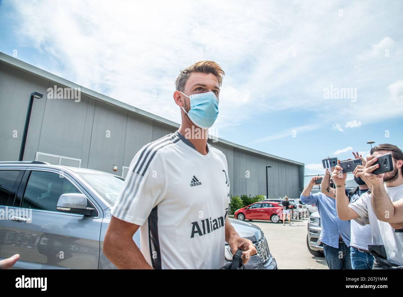 Turin, Italie. 14 juillet 2021. Daniele Rugani de Juventus FC arrive à J-Medical à Turin pour les visites médicales avant la saison 2021-202 (photo par Alberto Gandolfo/Pacific Press) crédit: Pacific Press Media production Corp./Alay Live News Banque D'Images