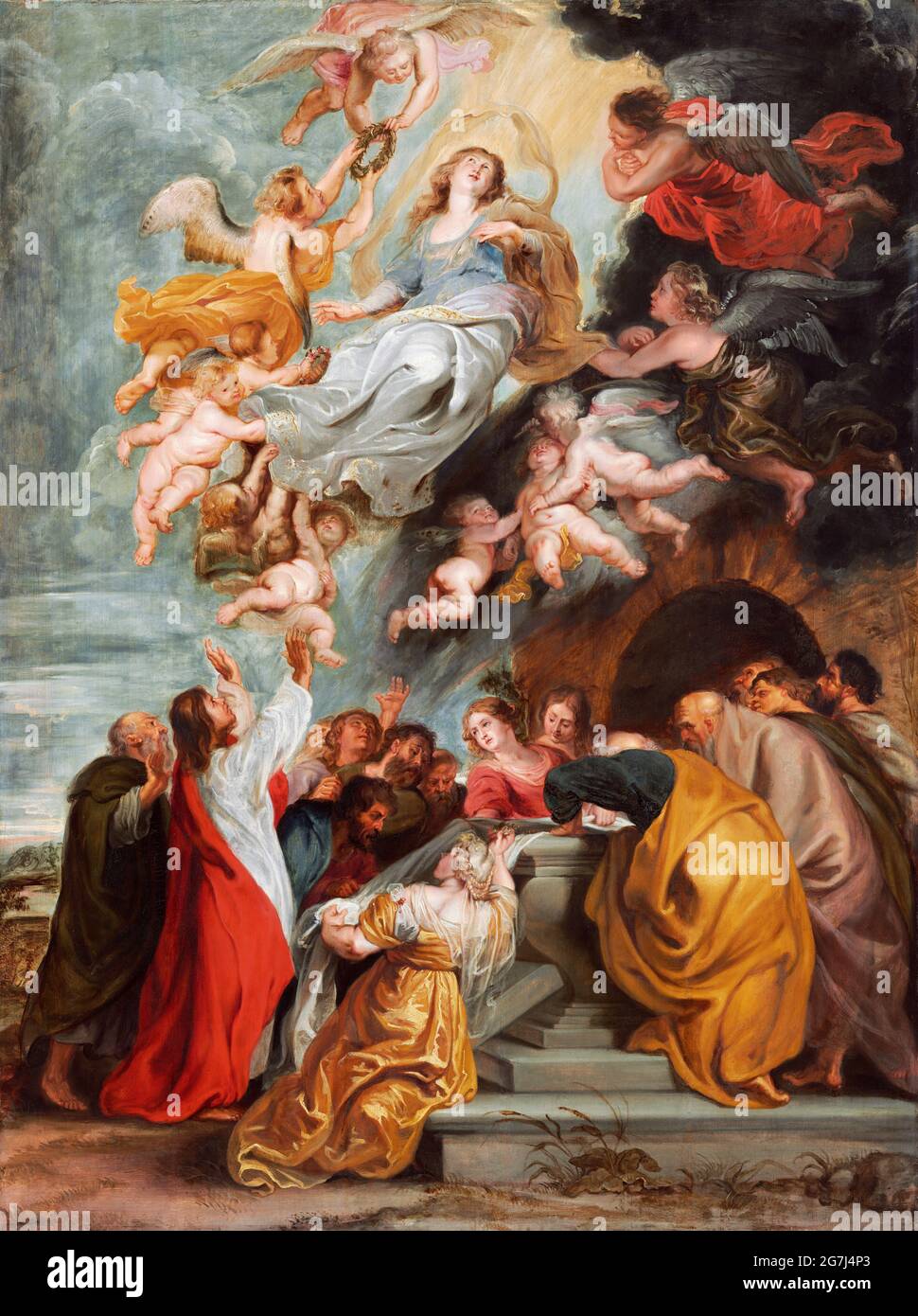 L'Assomption de la Vierge Marie par Peter Paul Rubens (1577-1640), huile sur panneau, mi-1620. Galerie nationale d'art, Washington Banque D'Images