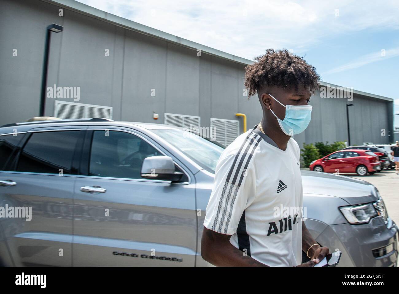 Felix Correia de Juventus FC arrive à J-Medical à Turin pour les visites médicales avant la saison 2021-202 Banque D'Images