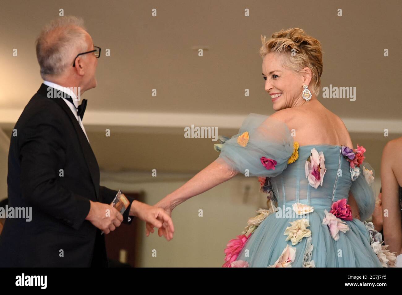 Cannes, Frances, 14 juillet 2021. Thierry Fremaux, Sharon Stone assister à la première du film l'histoire de ma femme lors du 74e Festival de Cannes, le 14 2021 juillet. Photo de Julien Reynaud/APS-Medias/ABACAPRESS.COM Banque D'Images
