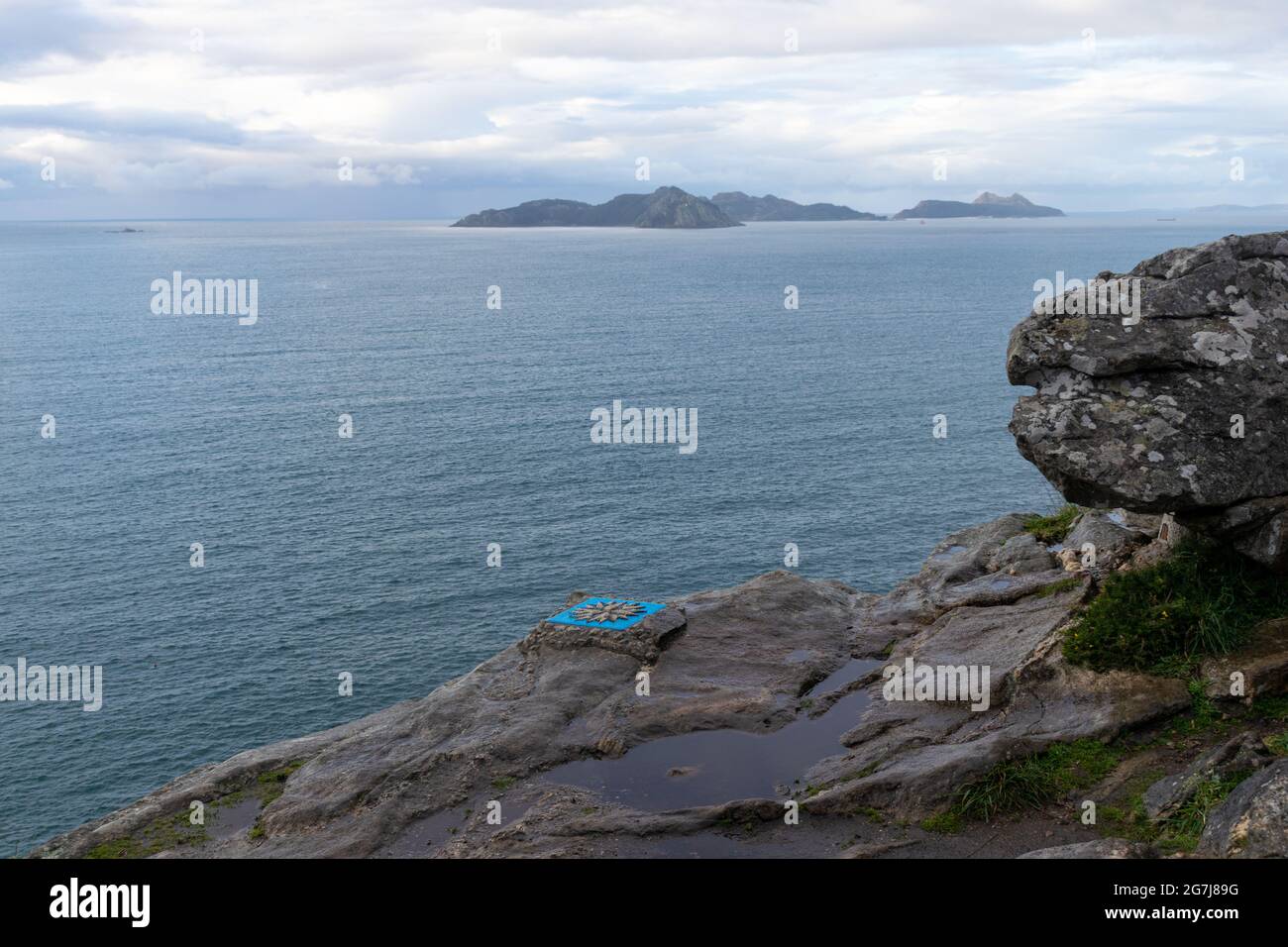 Vue sur la boussole rose à monteferro avec les îles de la grâce en arrière-plan Banque D'Images