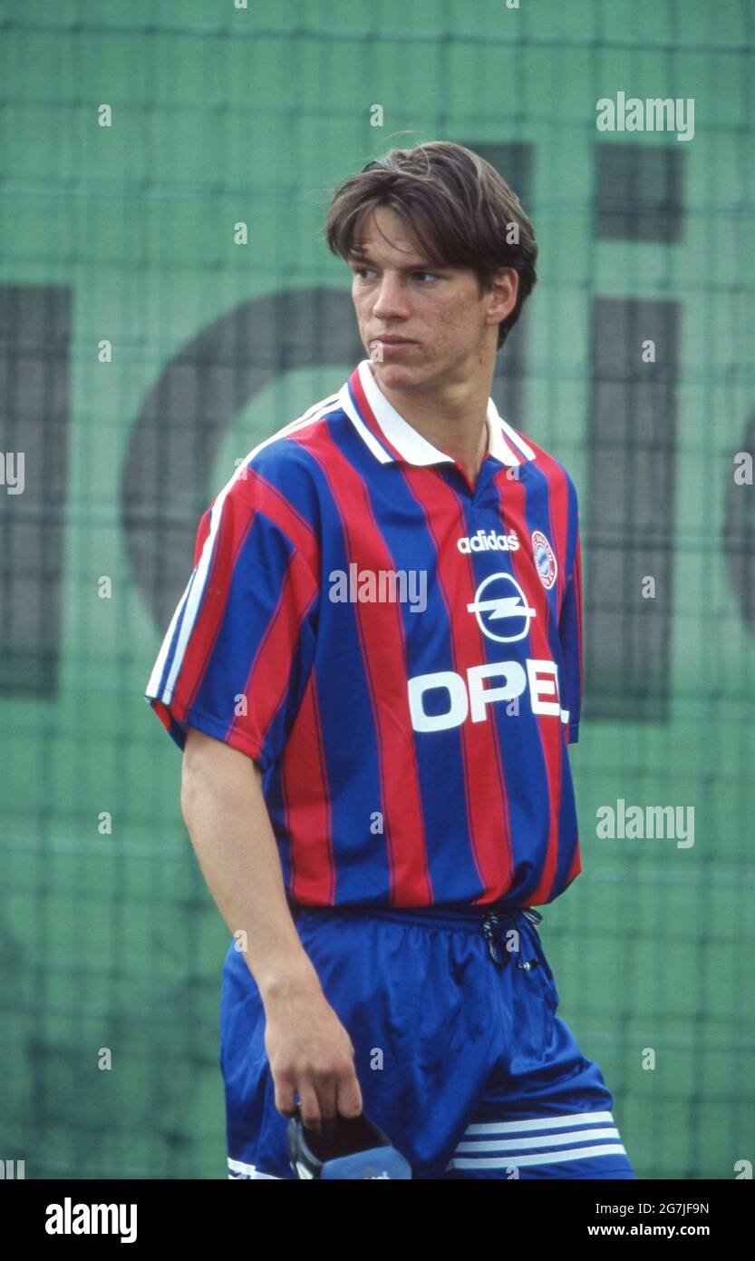 Firo Fuvuball, football, 1er Bundesliga, saison 1996/1997, archive photo, 96/97 images archivées, FC Bayern Mvºnchen, séance photo, 1996 Christian Ziege, demi-figure Banque D'Images