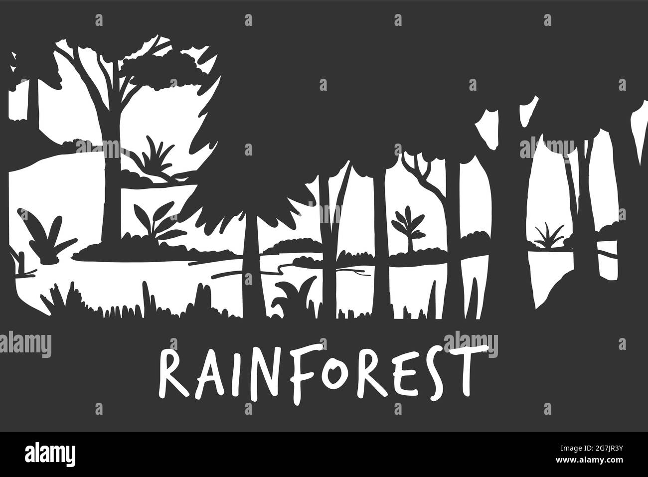 silhouette de forêt tropicale, illustration de vecteur de forêt tropicale Illustration de Vecteur