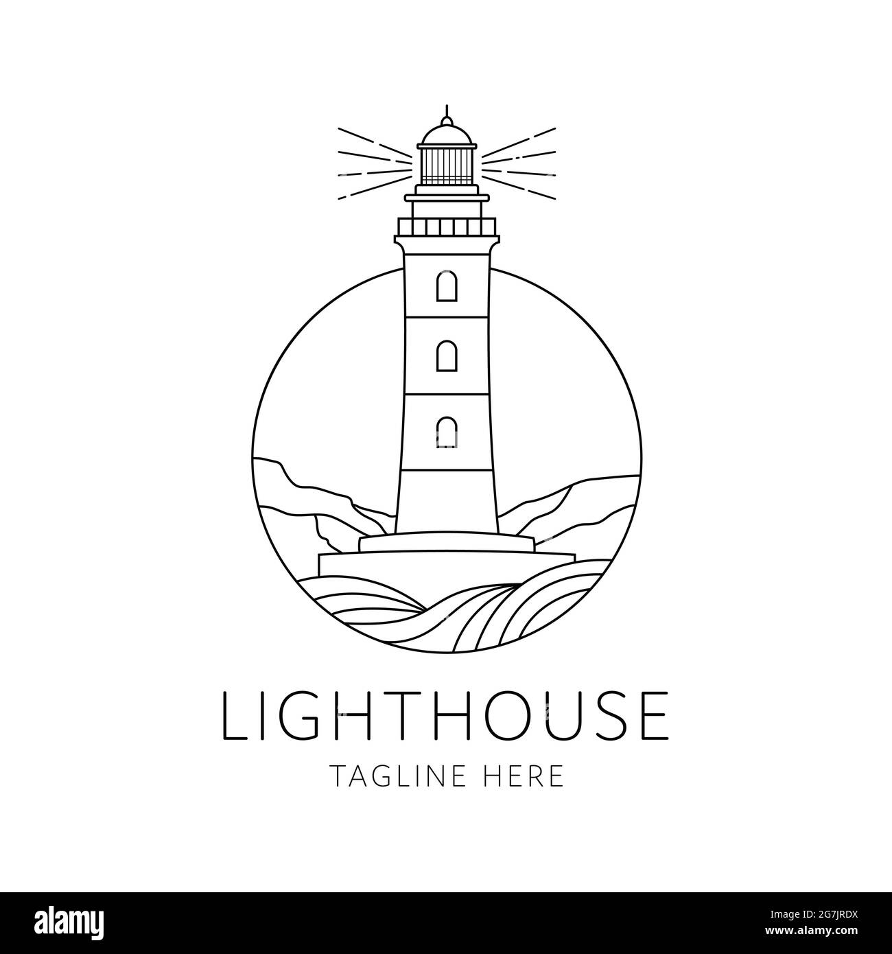 logo de phare logo monoline style design isolé sur fond blanc Illustration de Vecteur