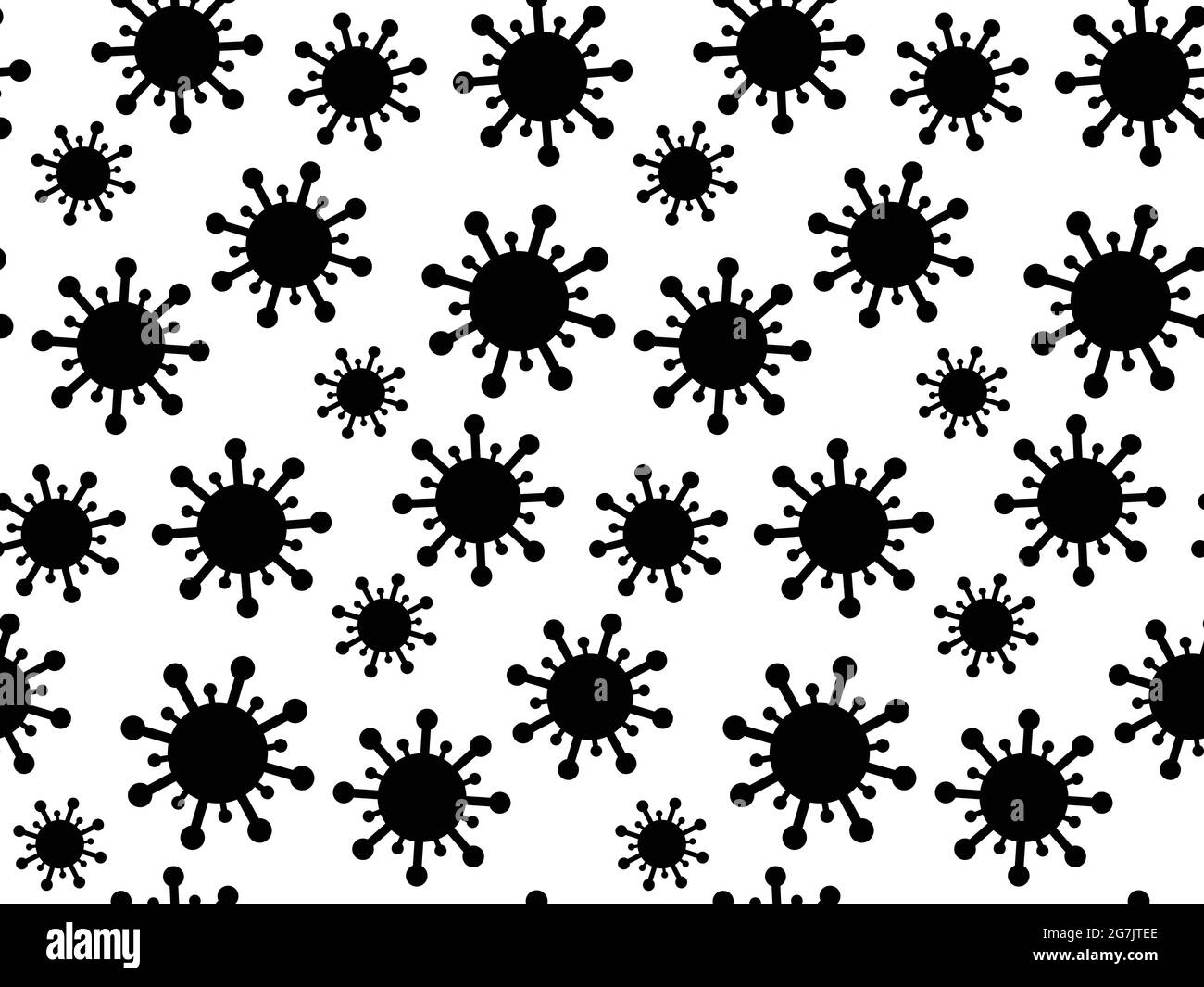 Schéma répétitif sans couture avec l'icône du virus de la grippe et de la bactérie du coronavirus. Infection médicale douloureuse avec des germes. Abstrait minimaliste moderne Illustration de Vecteur