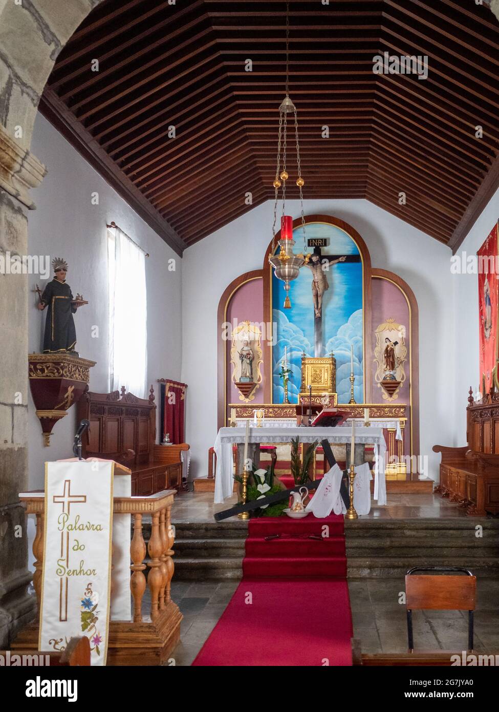 Intérieur de l'Igreja de Santa Beatriz, Quatro Ribeiras, île Terceira Banque D'Images