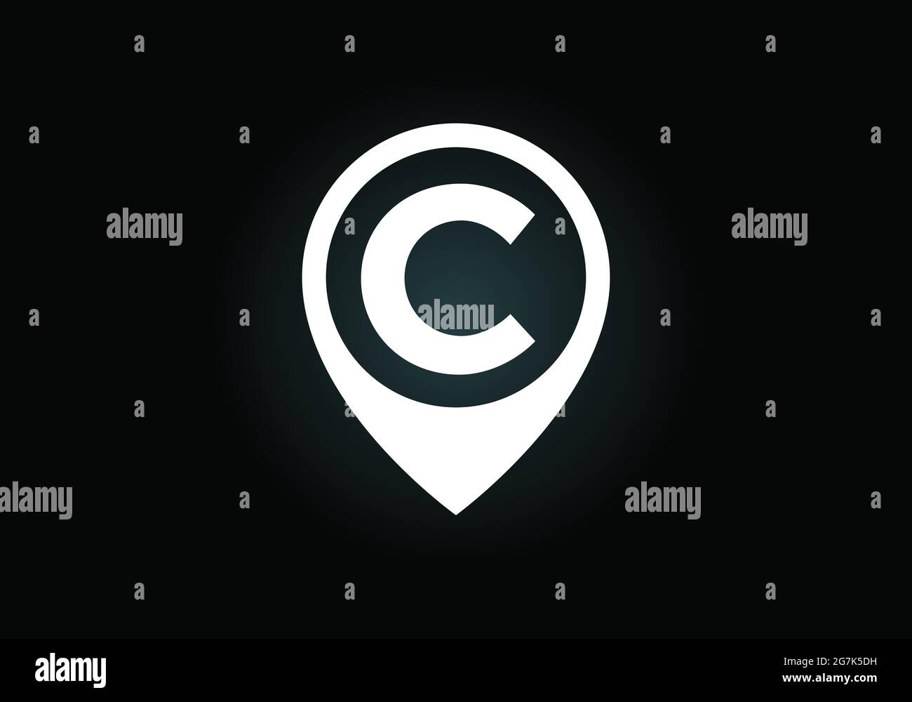 Lettre C monogramme initiale avec icône d'emplacement. Emblème de police. Carte de navigation, GPS, direction, lieu, boussole, contact, concept de recherche. Illustration de Vecteur