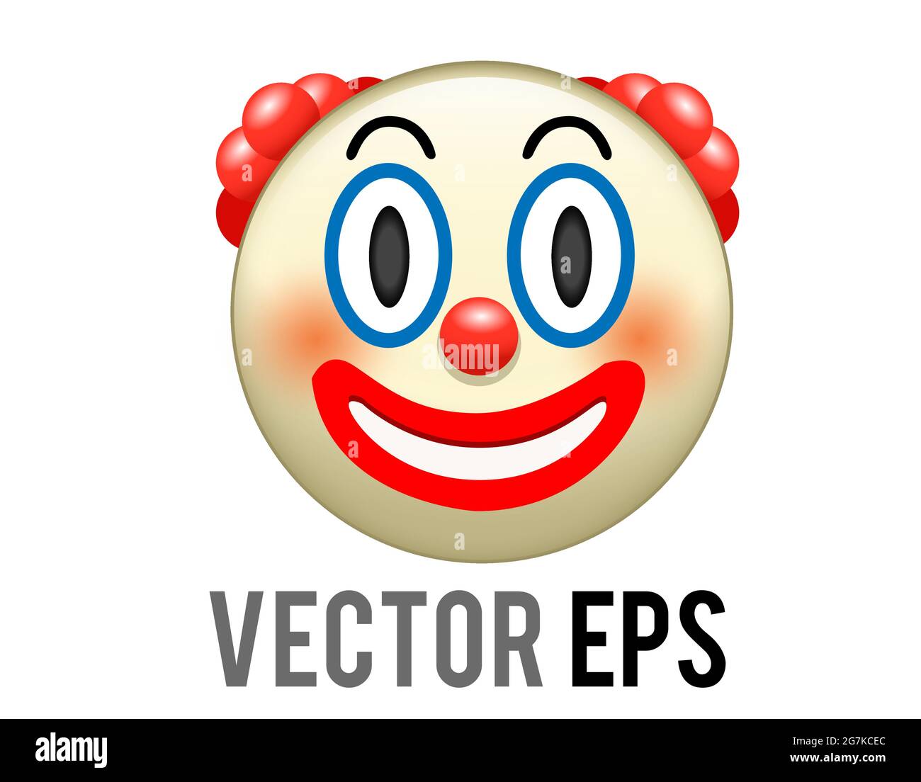 Le vecteur isolé de cirque ou d'anniversaire clown icône avec le visage blanc maquillage, nez rouge, yeux exagérés et sourire, utilisé comme commentaire sur les médias sociaux platfo Illustration de Vecteur