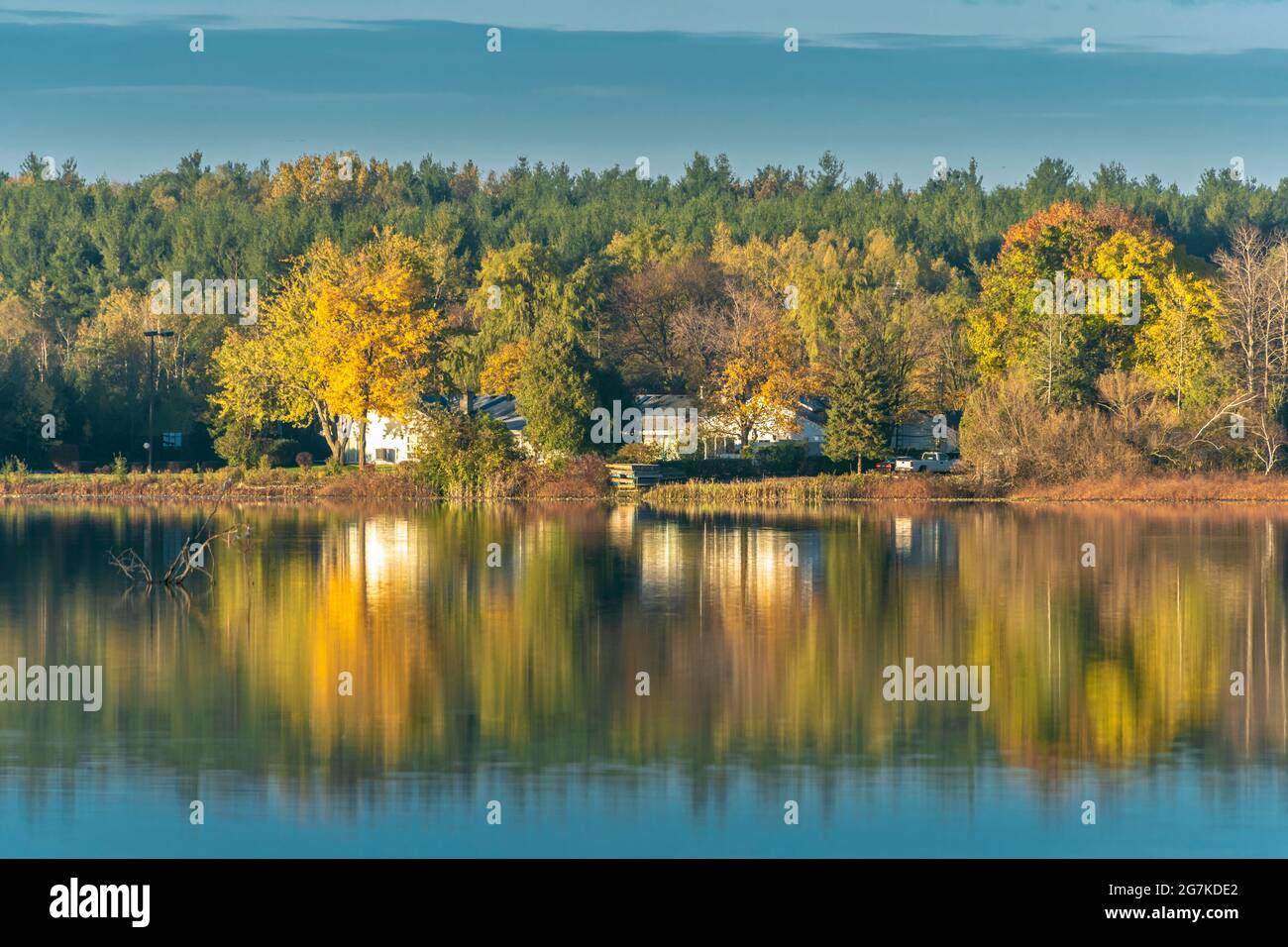 Maison sur le lac Puslinch, Ontario, Canada Banque D'Images