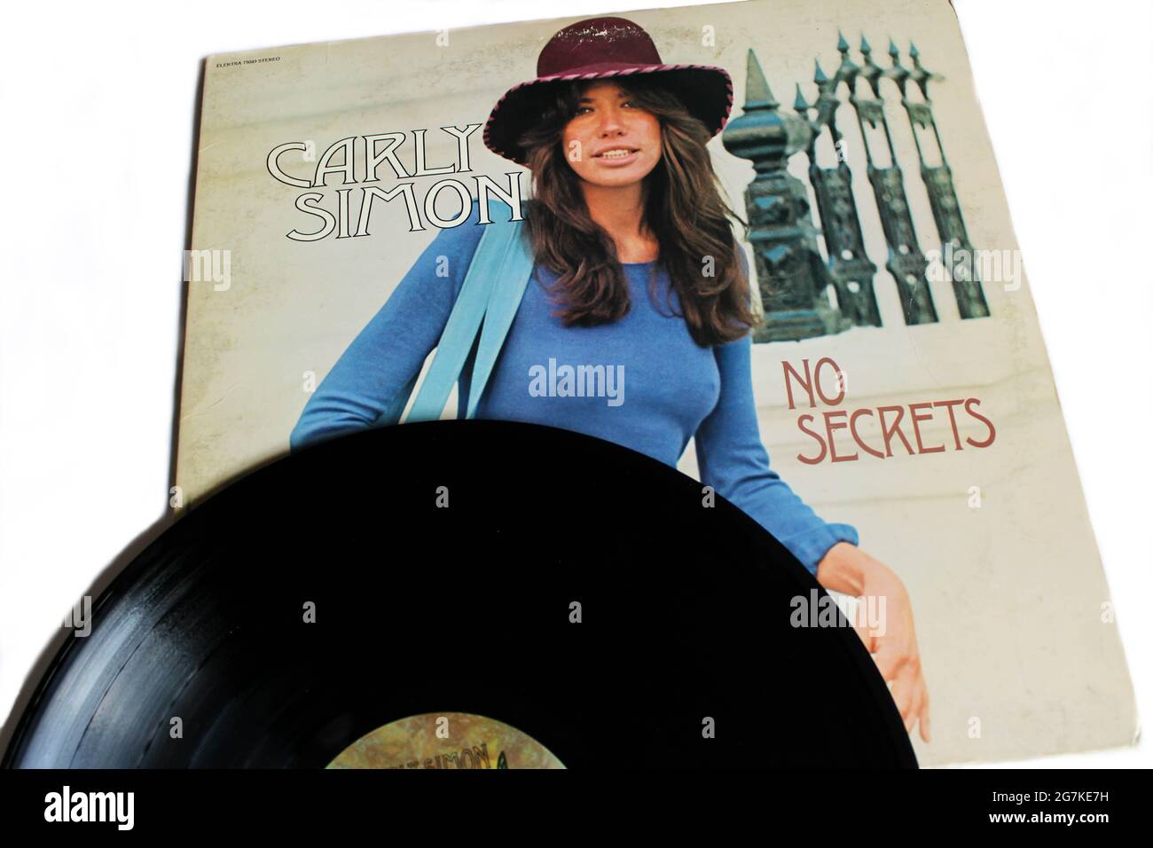 Pop rock artiste, Carly Simon album de musique sur vinyle disque LP. Intitulé: Pas de couverture d'album secrets Banque D'Images