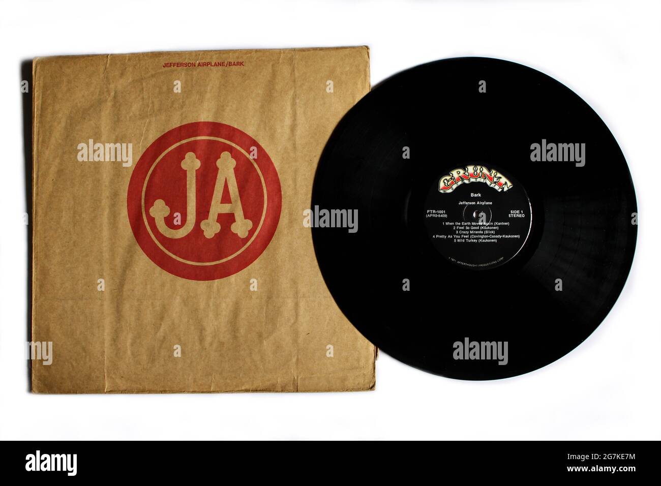 Groupe de rock psychédélique, album de musique Jefferson Airplane sur disque vinyle LP. Intitulé : couverture de l'album Bark Banque D'Images