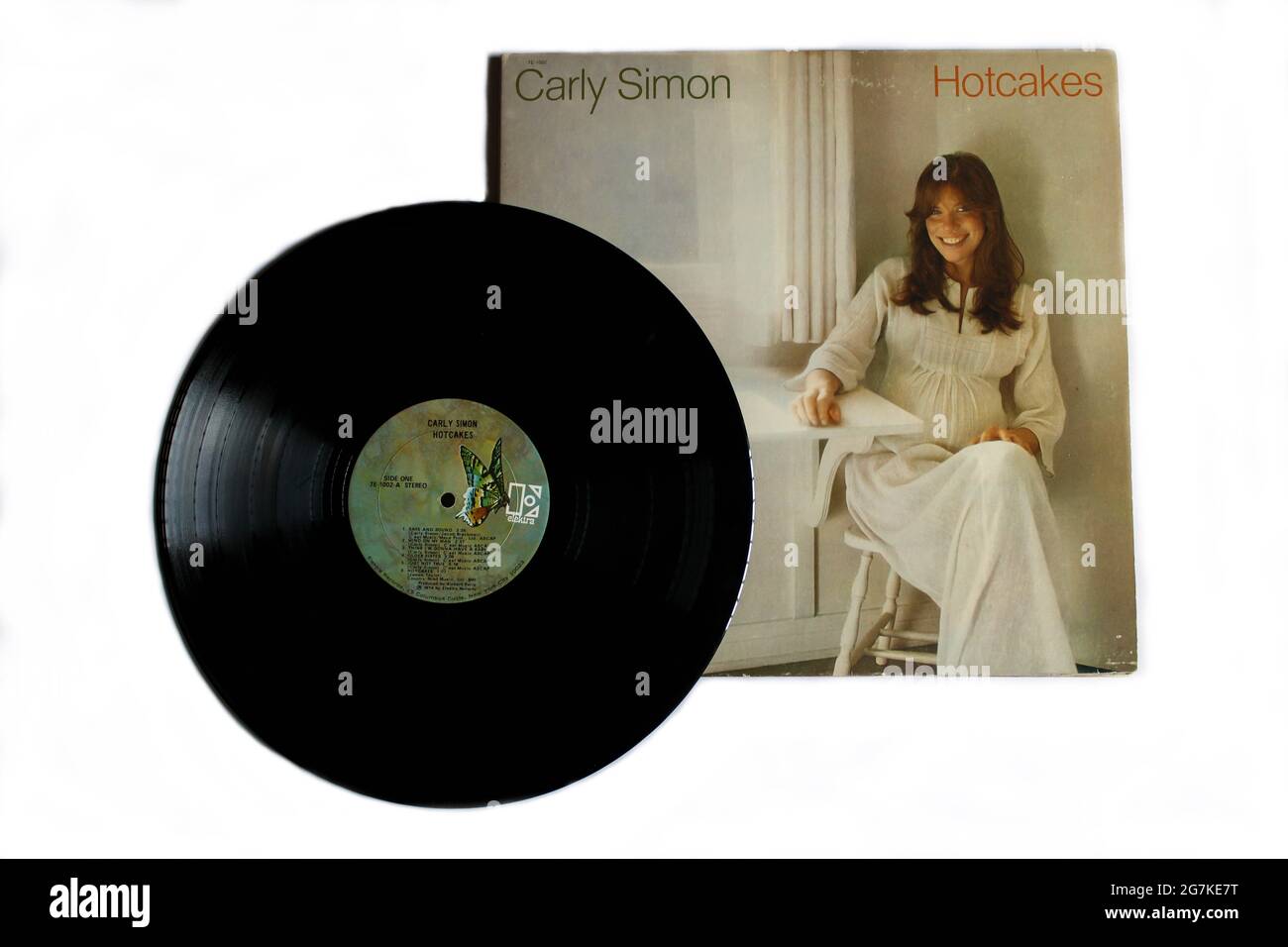 Pop rock artiste, Carly Simon album de musique sur vinyle disque LP. Intitulé : couverture de l'album Hotcakes Banque D'Images