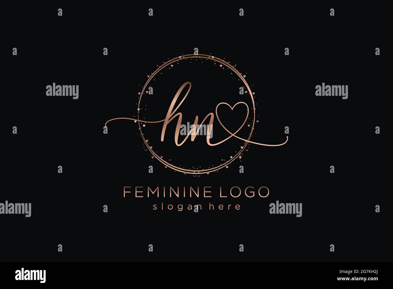 HN logo d'écriture manuscrite avec modèle de cercle logo vectoriel de mariage initial, mode, floral et botanique avec modèle créatif. Illustration de Vecteur