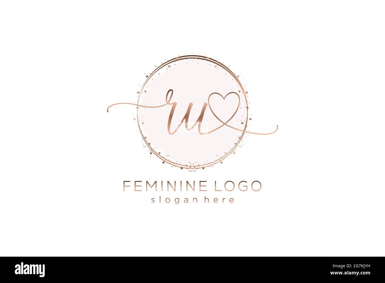 Logo RU écriture avec modèle circulaire logo vectoriel de mariage initial, mode, floral et botanique avec modèle créatif. Illustration de Vecteur