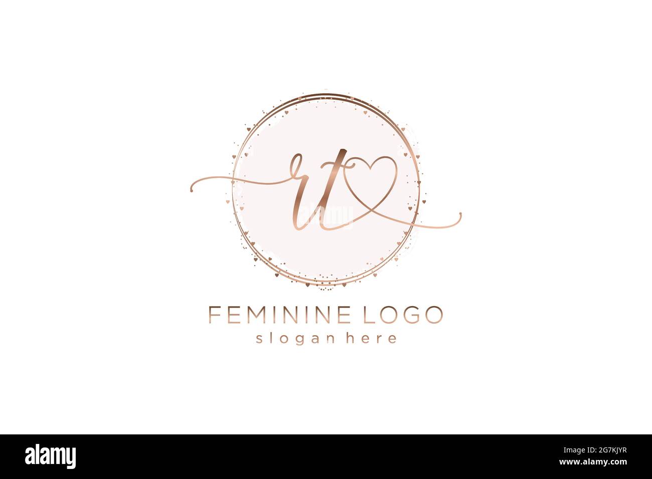Logo RT écriture manuscrite avec modèle circulaire logo vectoriel de mariage initial, mode, floral et botanique avec modèle créatif. Illustration de Vecteur