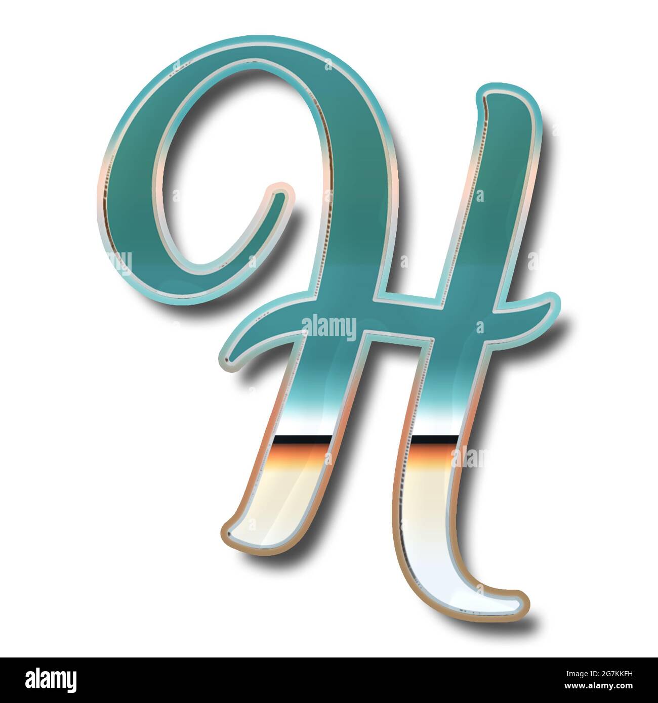 Rendu 3D de la lettre H de l'alphabet thématique de la plage isolée sur fond blanc Banque D'Images