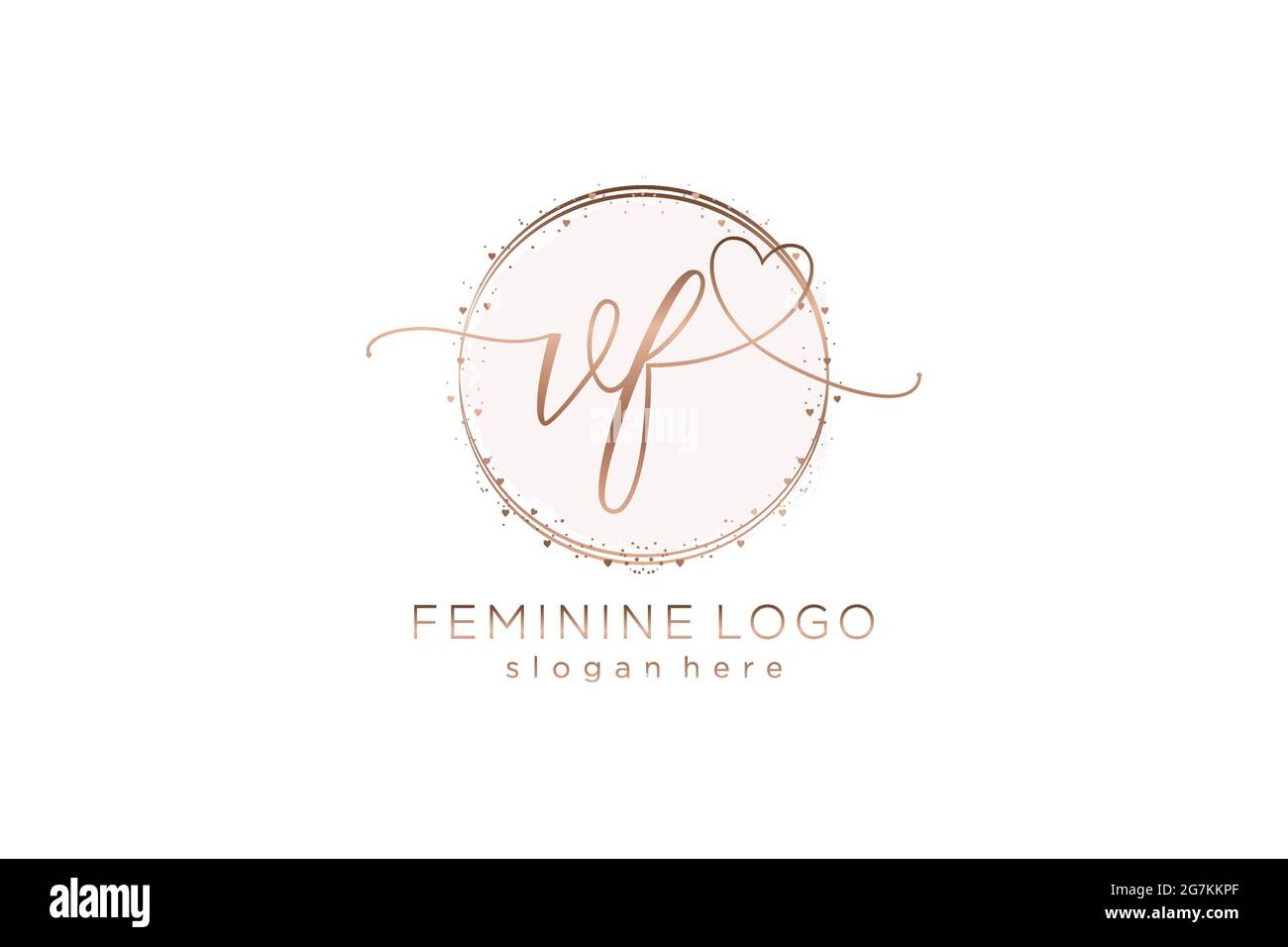 Logo VF d'écriture manuscrite avec modèle circulaire logo vectoriel de mariage initial, mode, floral et botanique avec modèle créatif. Illustration de Vecteur