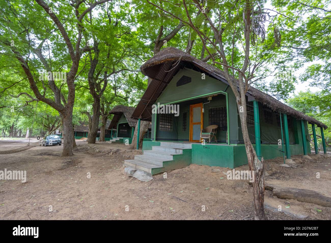 Camp d'aventure de Bheemeshwari : Hébergement Tented - Jungle Lodges Resorts (Karnataka, Inde) Banque D'Images