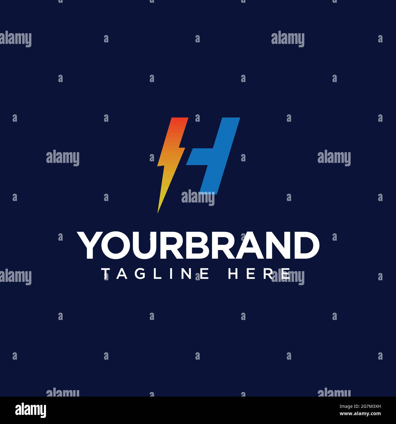 Modèle de conception de lettre initiale du logo Vector H avec symbole d'éclair comme accent Illustration de Vecteur