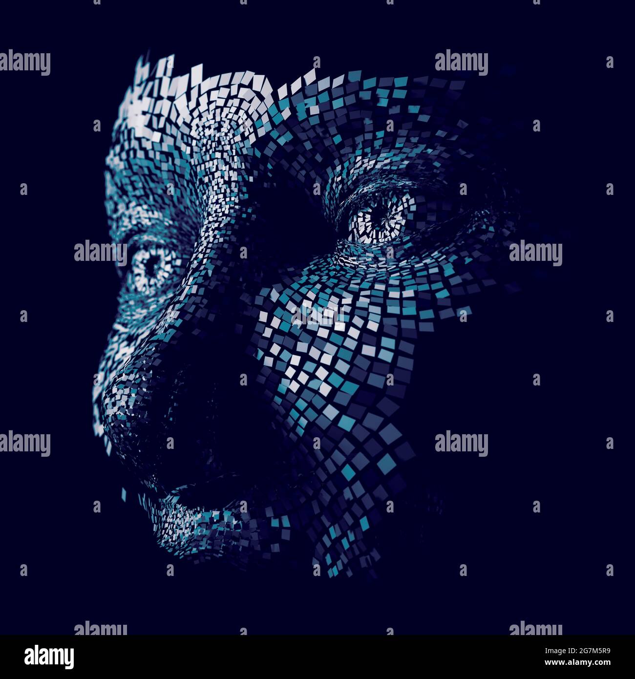 La tête de cyborg sur fond noir. illustration 3d.technologie et science résumé. Banque D'Images