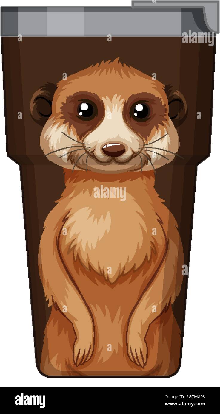 Une fiole thermos brune avec illustration du motif meerkat Illustration de Vecteur