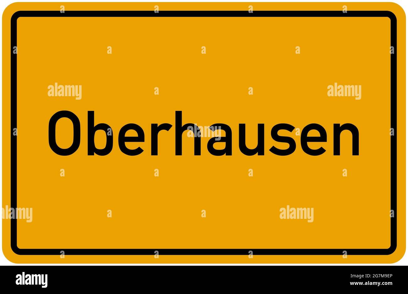 Panneau jaune « Oberhausen » de la ville industrielle allemande Banque D'Images