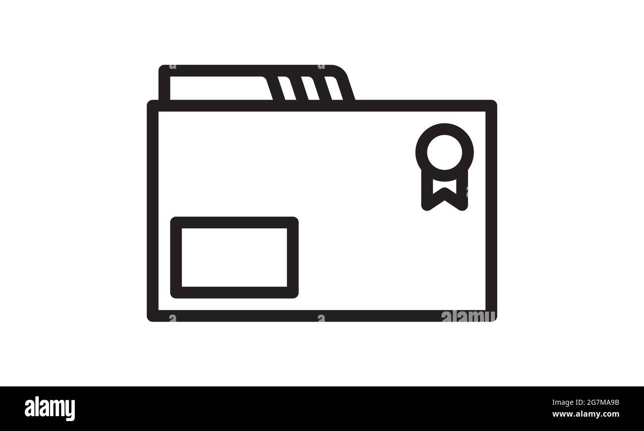 Icône de dossier. Icône de dossier noir et blanc en contour sur fond blanc. Illustration de Vecteur