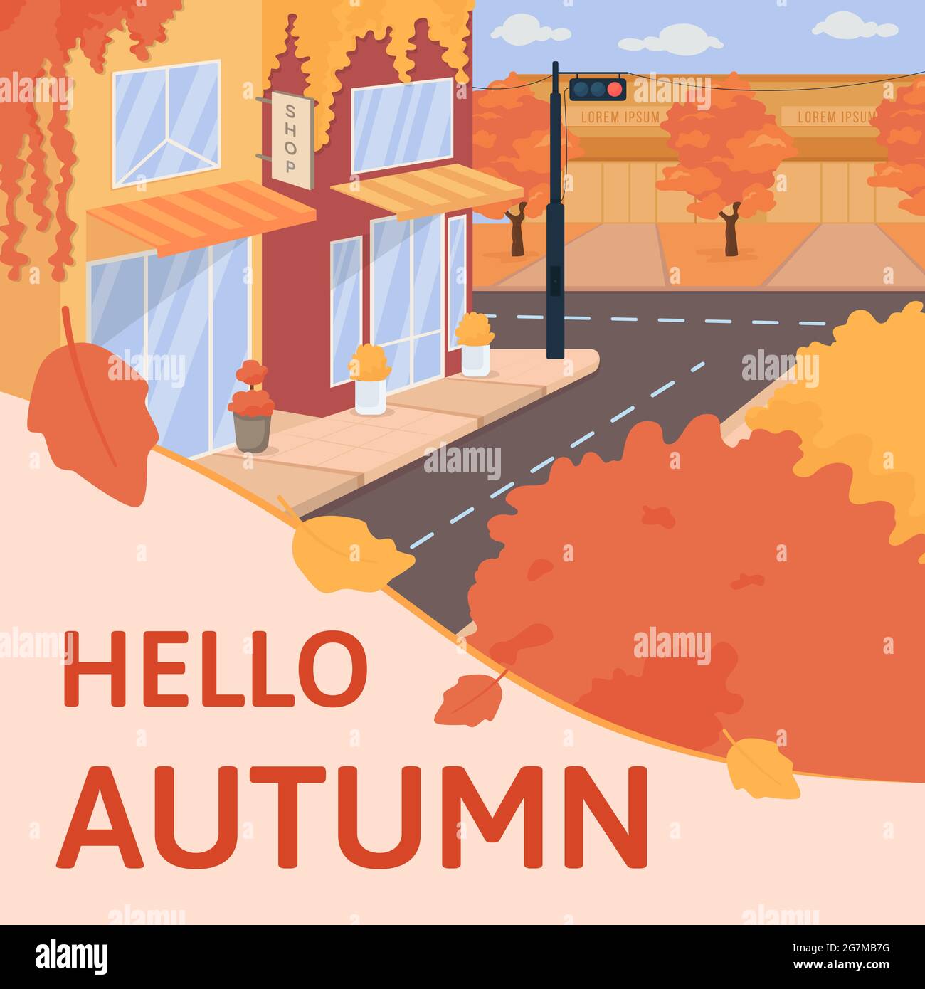 Une confortable maquette de post-média en automne Illustration de Vecteur