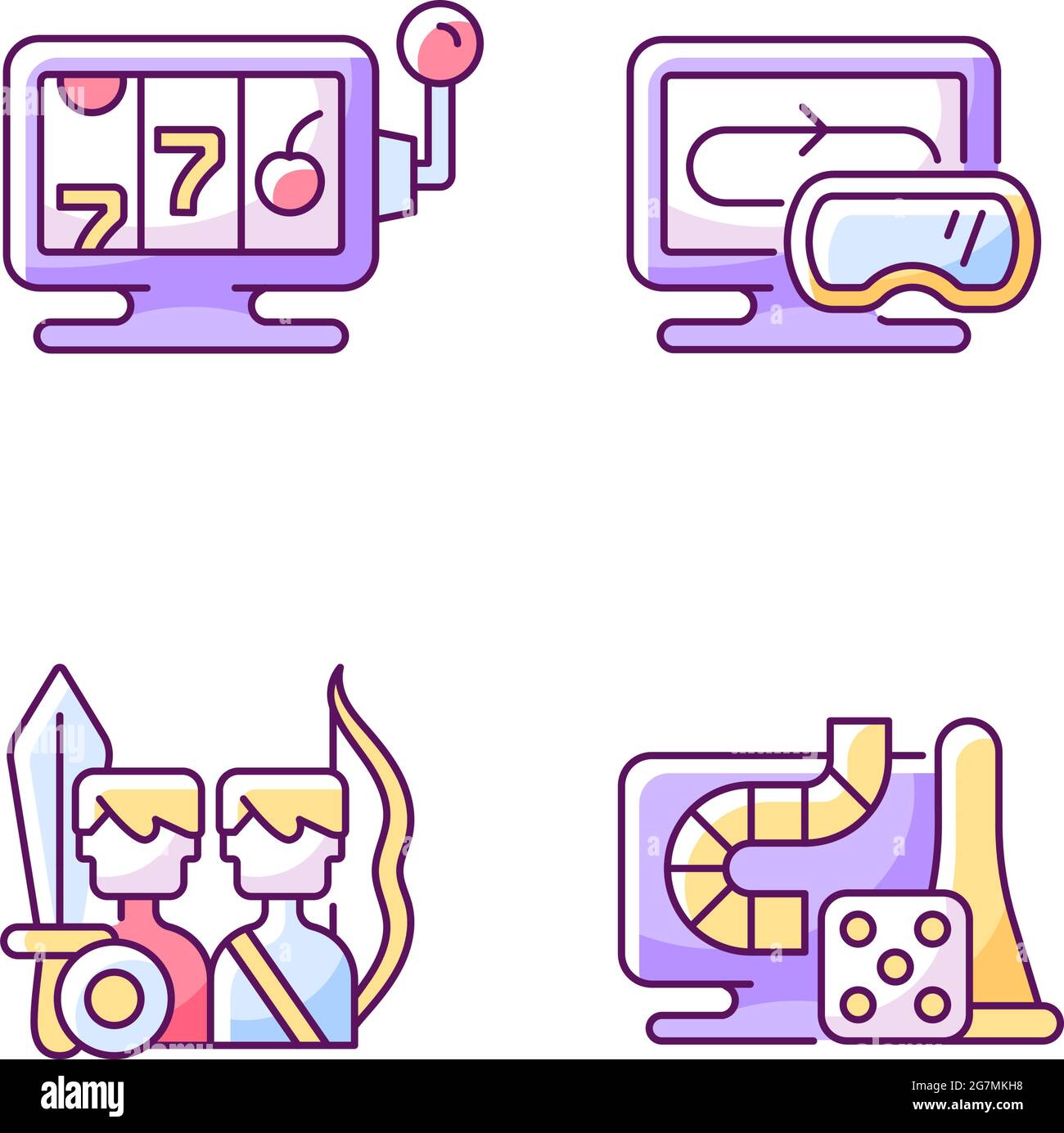 Jeu d'icônes de couleurs RVB de jeux affirmés Illustration de Vecteur