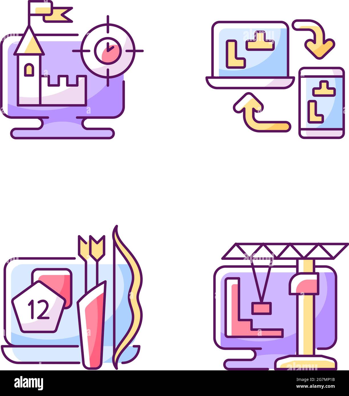 Jeu d'icônes de couleur RVB en ligne Illustration de Vecteur