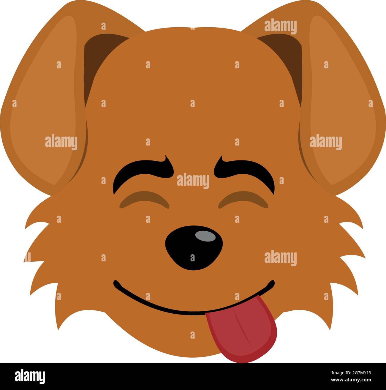 Illustration vectorielle d'une émoticône représentant le visage d'un chien de dessin animé, avec une expression heureuse et une langue qui dépasse Illustration de Vecteur