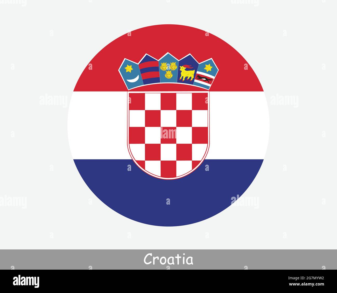 Drapeau circulaire de Croatie. Icône de bannière de bouton circulaire croate. Vecteur EPS Illustration de Vecteur