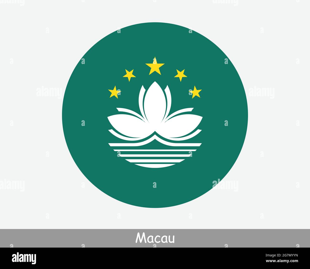 Drapeau circulaire de Macao. Icône de bannière de bouton circulaire Macao. Vecteur EPS Illustration de Vecteur