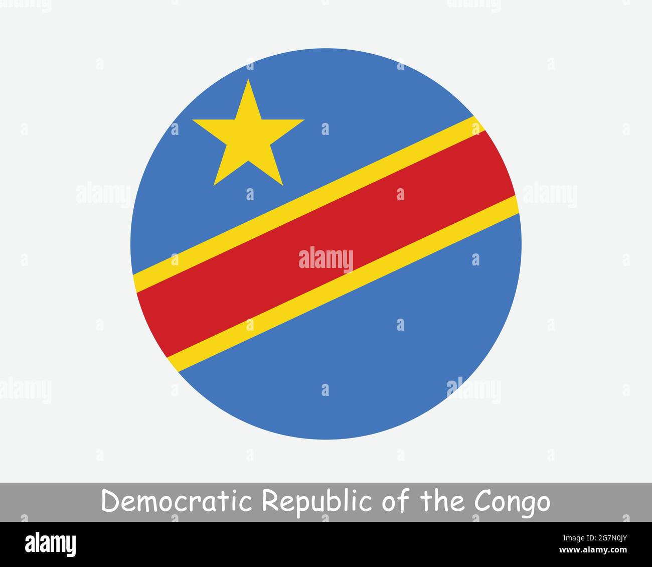 Drapeau du cercle ronde de la République démocratique du Congo. Icône de bannière de bouton circulaire DRC. Vecteur EPS DROC Illustration de Vecteur