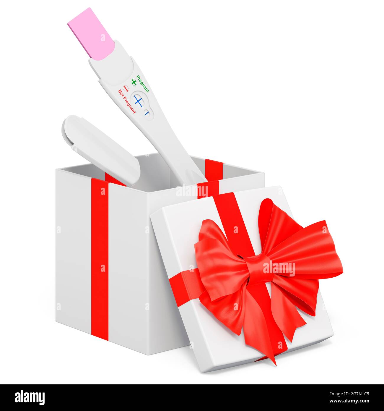 Onzeker Spit Condenseren Test de grossesse positif avec deux rayures à l'intérieur de la boîte cadeau.  Rendu 3D isolé sur fond blanc Photo Stock - Alamy