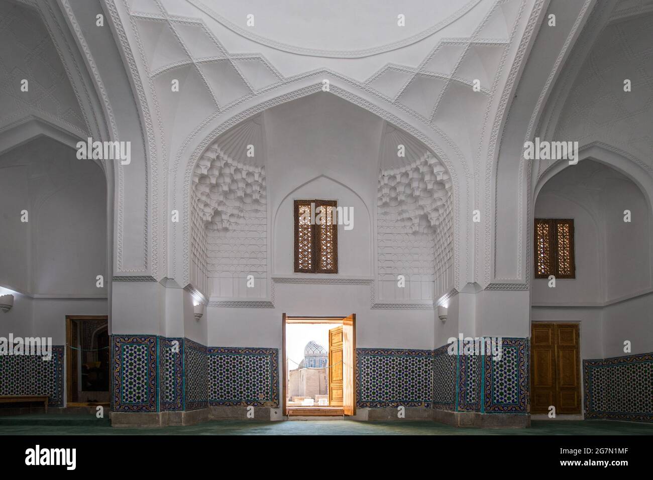 Mosquée réservée aux femmes, complexe Kusam Ibn Abbas, cousin du prophète Mahomet, 11-12ème siècle, complexe Shah-i-Zanda mausolea, Samarkand, Ouzbékistan Banque D'Images