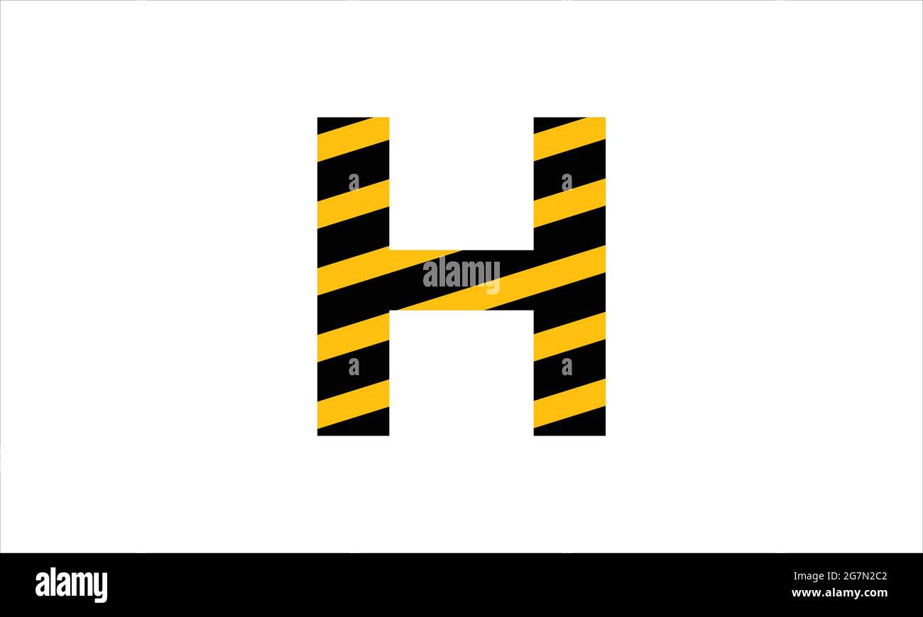 Lettre H initiale ruban d'avertissement noir et jaune plat icône design minimaliste logo Illustration de Vecteur