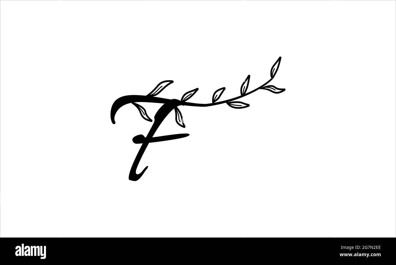 Lettre initiale F florale dessin main botanique boho icône logo design illustration vectorielle Illustration de Vecteur