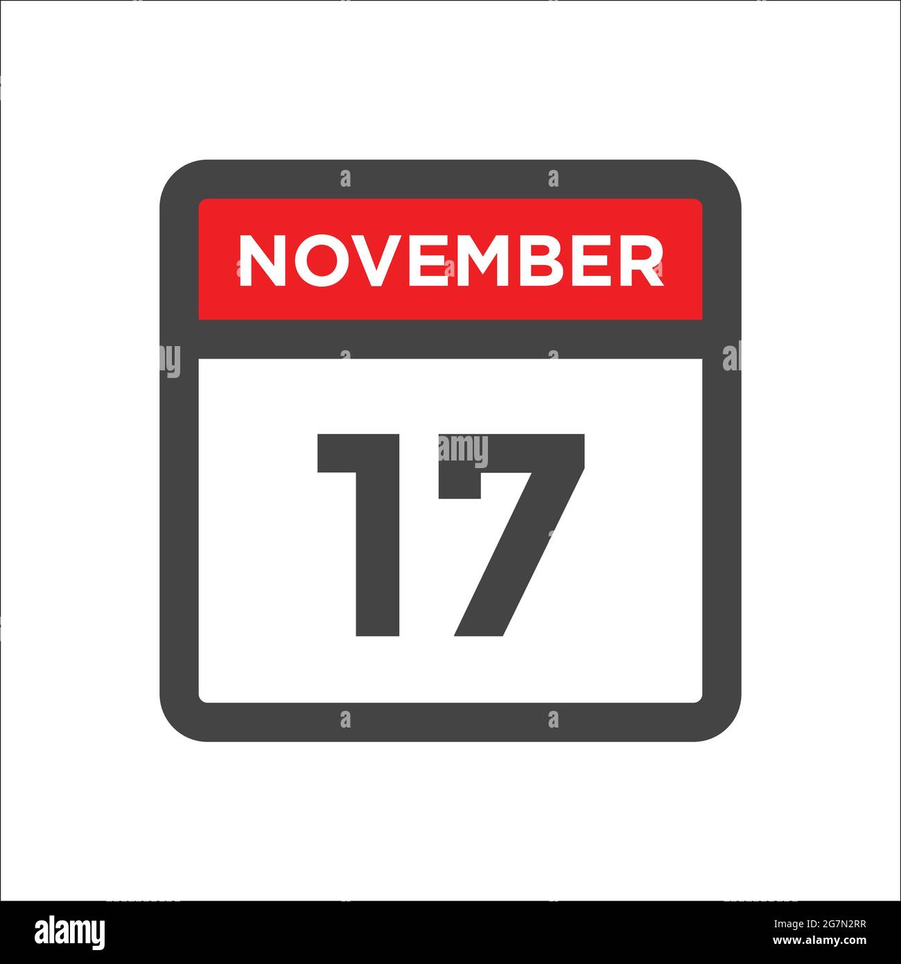 Icône du calendrier de novembre 17 avec jour du mois Image Vectorielle  Stock - Alamy