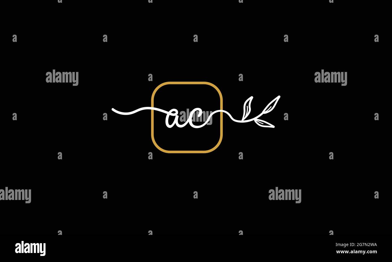 Lettres initiales AC et CA écriture florale boho botanique monogramme logo vecteur icône design minimaliste Illustration de Vecteur