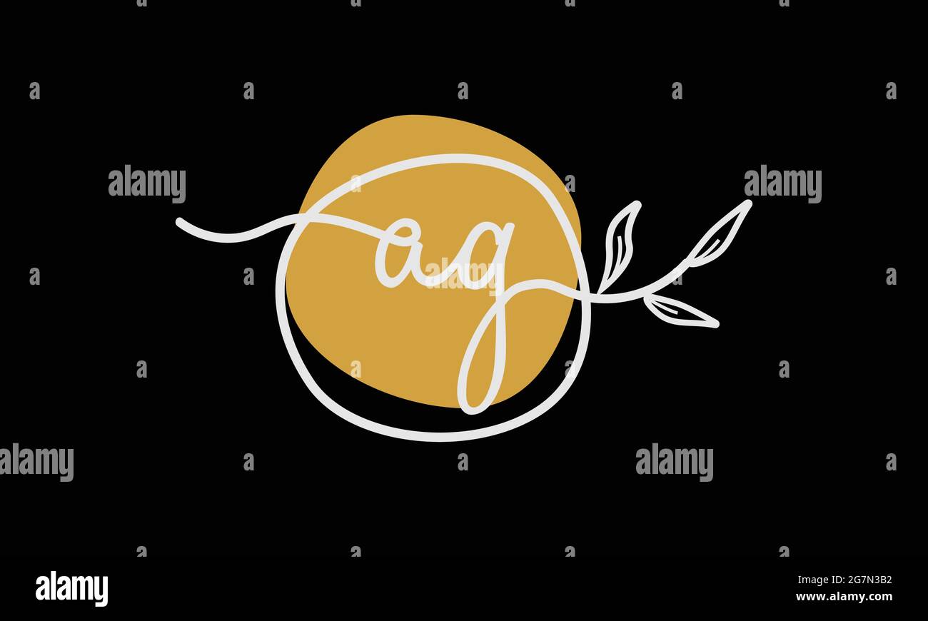 Lettre AG ou GA logo botanique de style boho dans le design plat minimaliste Illustration de Vecteur