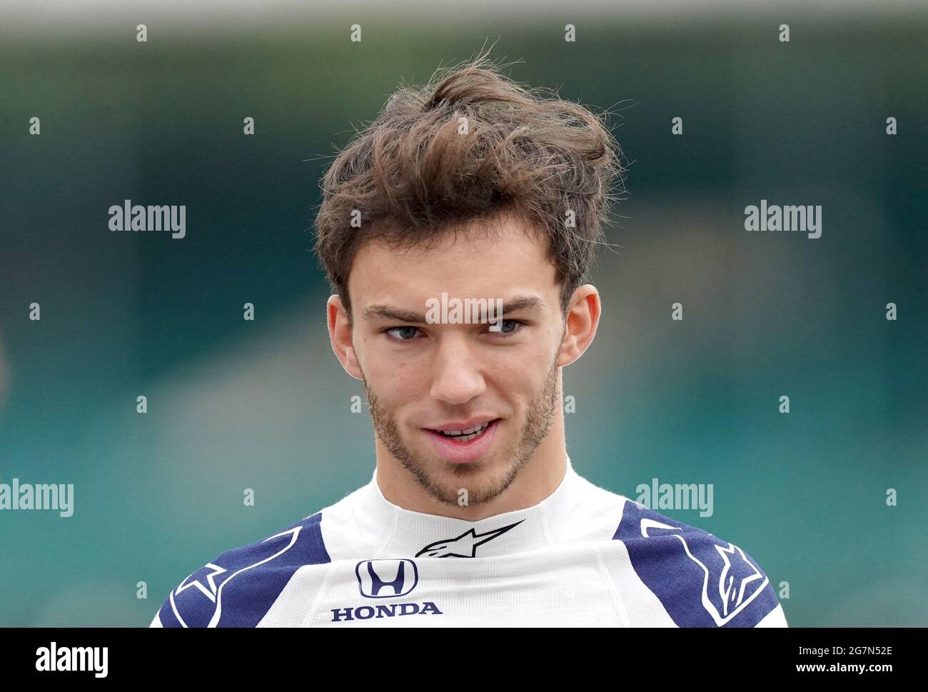 Pierre Gasly d'AlphaTauri devant le Grand Prix britannique de Silverstone, à Towcester. Date de la photo : jeudi 15 juillet 2021. Banque D'Images