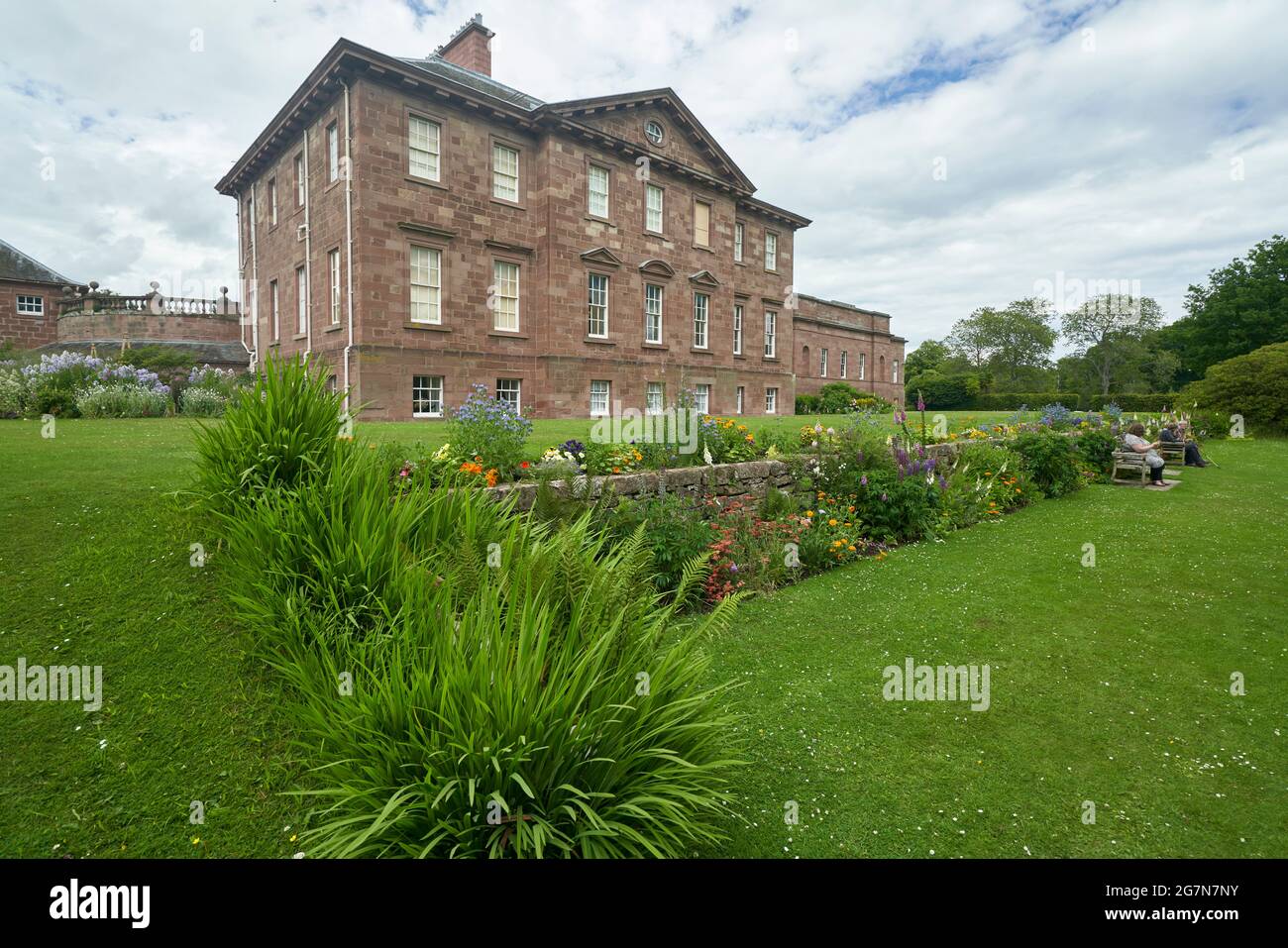 Extérieur et jardins de Paxton House aux frontières écossaises. Une des plus belles maisons palladiennes du pays. Banque D'Images