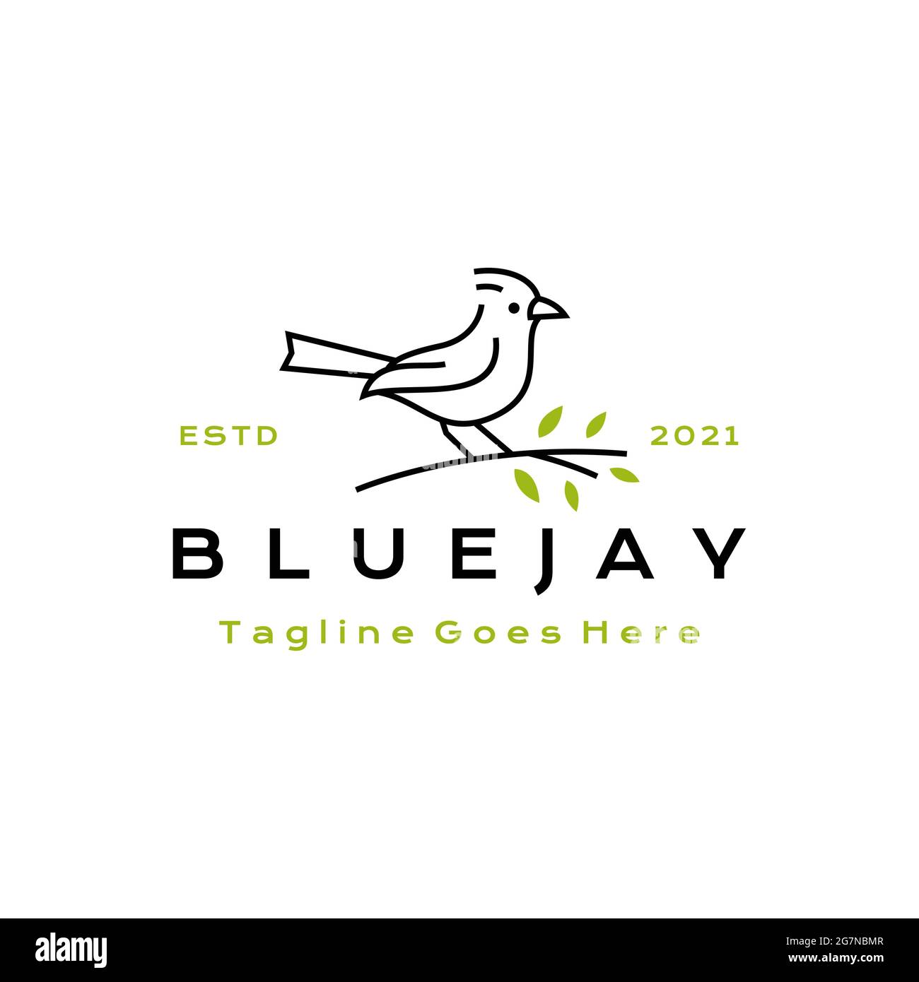 Dessin au trait logo oiseau bleu jay illustration vectorielle Illustration de Vecteur