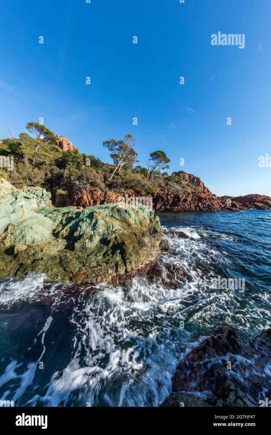 FRANCE, VAR (83) ESTEREL, CAP DRAMONT Banque D'Images