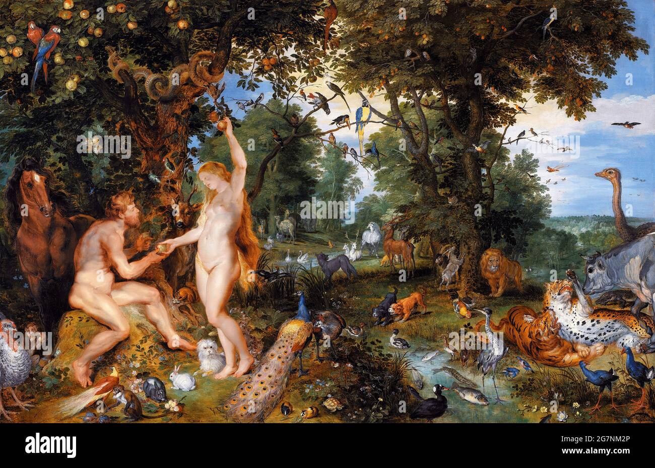 Le jardin d'Eden avec la chute de l'homme par Peter Paul Rubens (1577-1640) et Jan Brueghel l'ancien (1568-1625), huile sur panneau de bois, c. 1615 Banque D'Images
