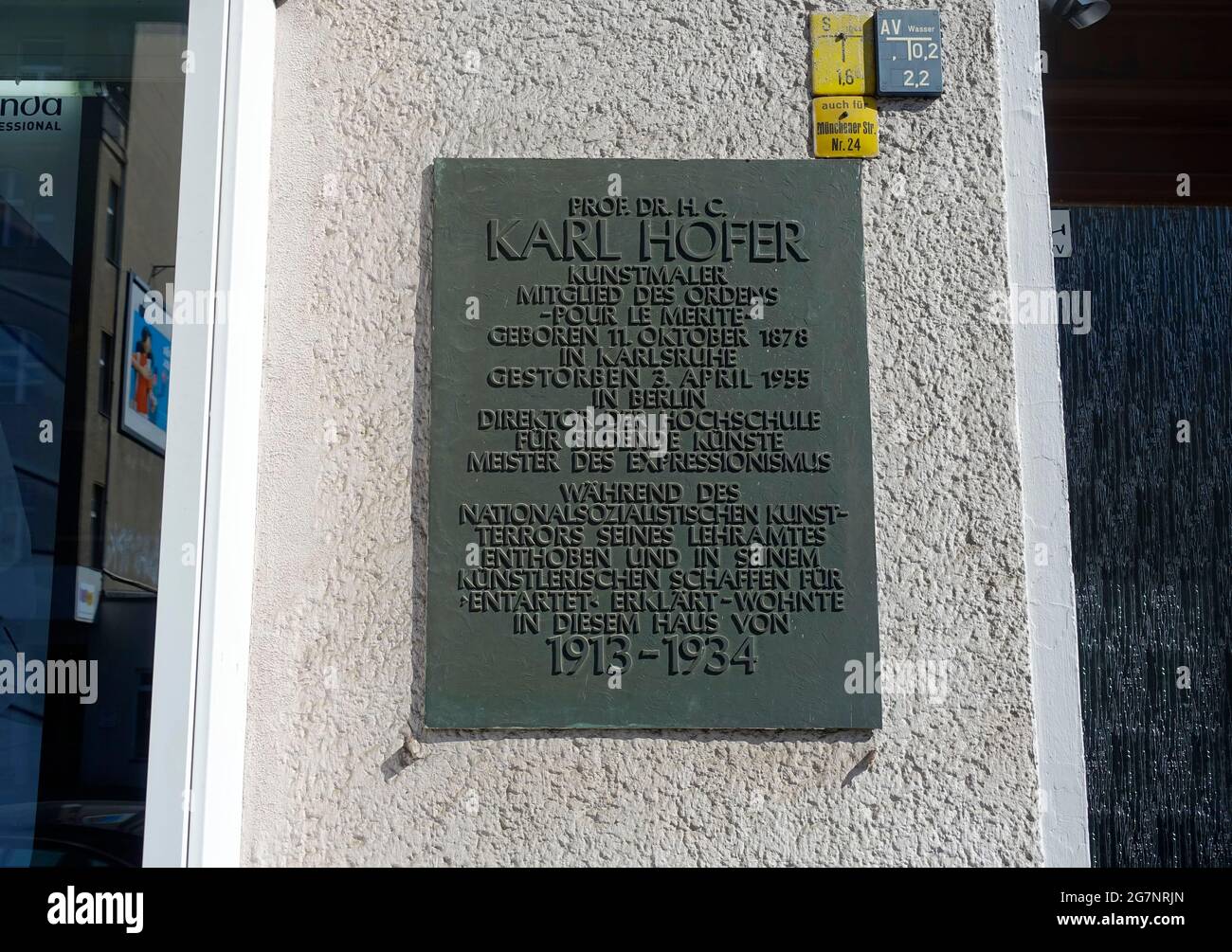 Plaque commémorative de Karl Hofer à Berlin, Germai Banque D'Images
