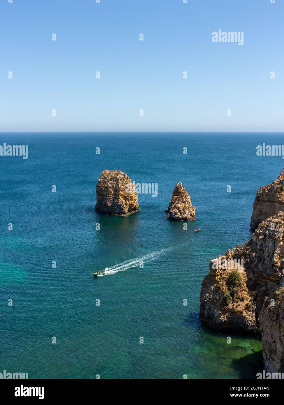 Vue panoramique, Ponta da Piedade près de Lagos en Algarve, Portugal Banque D'Images