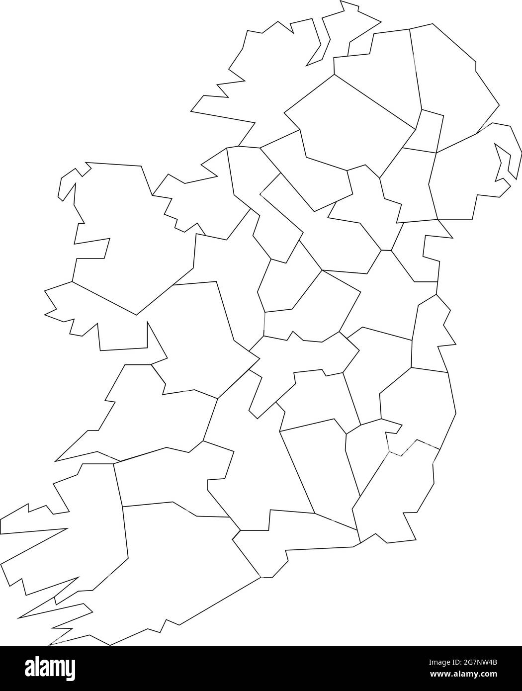 Carte vectorielle de l'Irlande pour étudier incolore avec contour Illustration de Vecteur